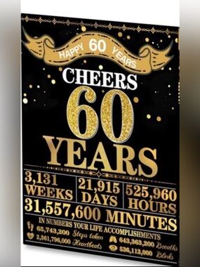 New Happy Birthday 60 Years Double Sided Table Top Sign Birthday Decorations